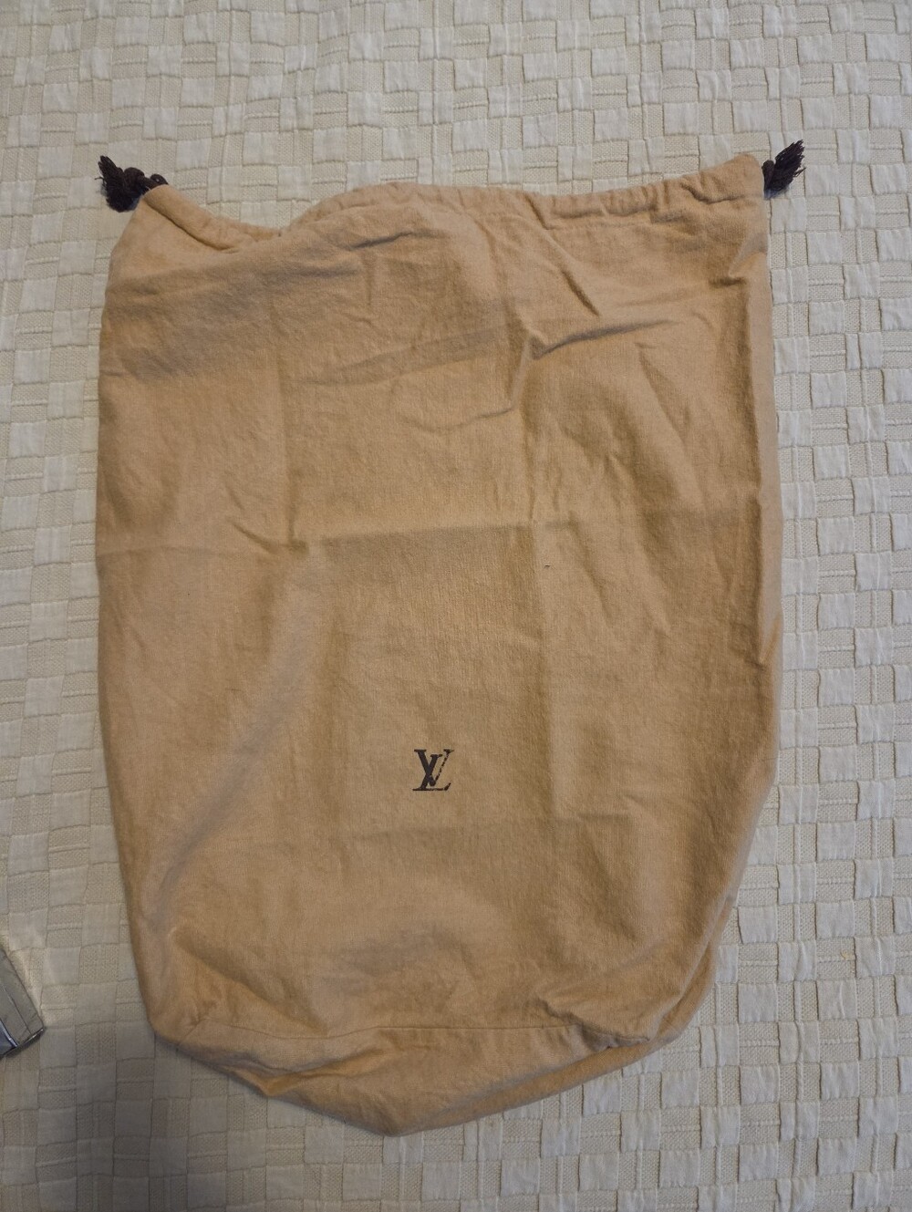 Louis Vuitton Beige Drawstring Dust Bag with LV Monogram Authentic